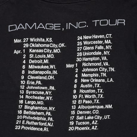 METALLICA MASTER OF PUPPETS DAMAGE.INC TOUR SCREEN STARS FITS LARGE 8752
