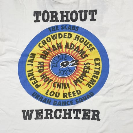 ROCK TORHOUT WERCHTER 1992 guest RED HOT CHILI PEPPERS PEARL JAM WHITE FITS XL 0904