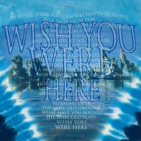 PINK FLOYD WISH YOU WERE HERE TIE DYE LIQUID BLUE FITS XL 1146