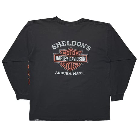 HARLEY DAVIDSON FLAMING SLEEVE SHELDON'S AUBURN LS XL 5942