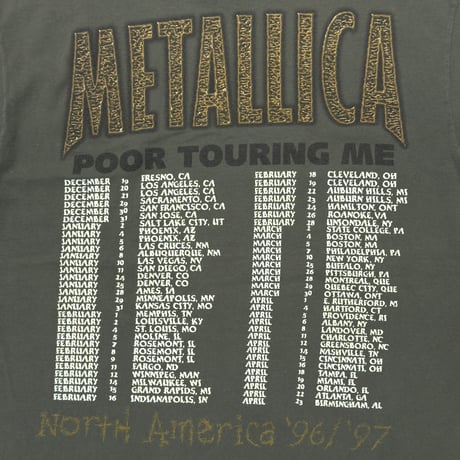 METALLICA POOR TOURING ME OLIVE TULTEX LARGE 2718