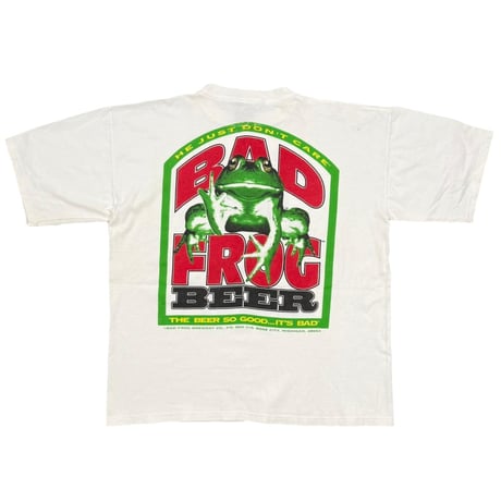 OLD & VINTAGE BAD FROG BEER HOCKEY Budweiser PARODY WHITE FITS XL 1483