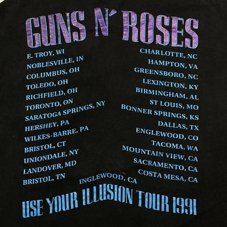 GUNS N' ROSES TOUR 1991 USE YOUR ILLUSION BLACK BROCKUM XL 3425