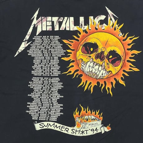 METALLICA PUSHEAD FLAME SKULL SUMMER SHIT '94 FITS XL 6413