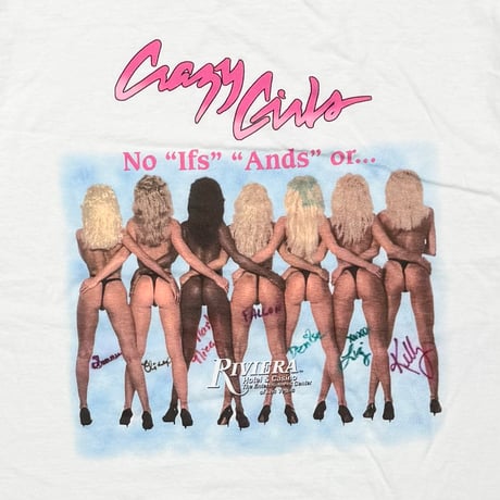 CRAZY GIRLS RIVIERA HOTEL WHITE FRUIT OF THE LOOM XL 3694