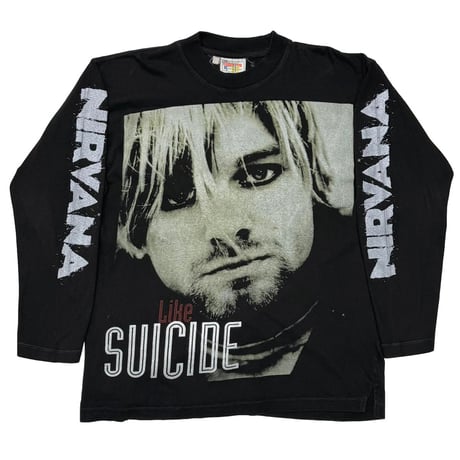 NIRVANA KURT COBAIN  MEMORIAL FACE LIKE SUICIDE BOOTLEG LS  BLACK LARGE 8311