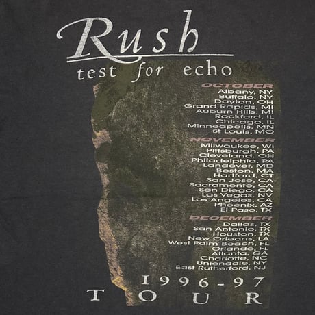 RUSH 1996-1997 TEST FOR ECHO TOUR BLACK HANES LARGE 4972