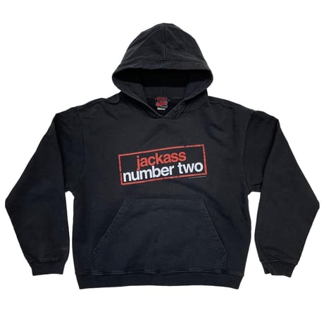 JACKASS NUMBER TWO BOX LOGO BACK SKULL SWEAT HOODIE BLACK MEDIUM 3928