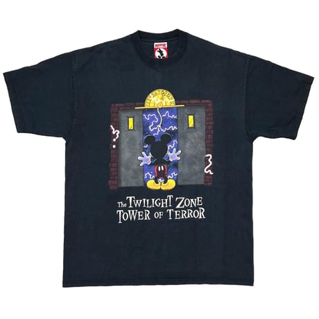 DISNEY VINTAGE MICKEY THE TWILIGHT ZONE TOWER OF TERROR DOUBLE SIDE BLACK XL 5105