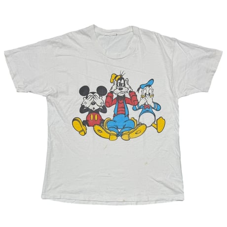 DISNEY VINTAGE See no evil, hear no evil, speak no evil BOOTLEG WHITE FITS XL 8836