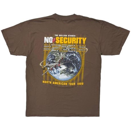 THE ROLLING STONES PADROCK TONGUE NO SECURITY TOUR BROWN GILDAN LARGE 3932