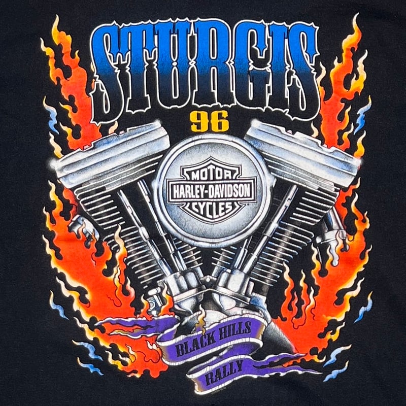 Vintage Harley-Davidson Engine Flames