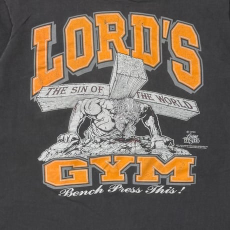 LORD'S GYM 1990 BENCH PRESS GYM! THE SIN OF THE WORLD FITS LARGE 1983