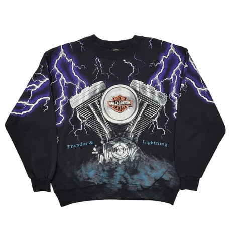 ⚡️激レア⚡️Harley-Davidson Thunder & Lightning Vintage Harley Davidson Thunder Lightning Supercharged Shirt All