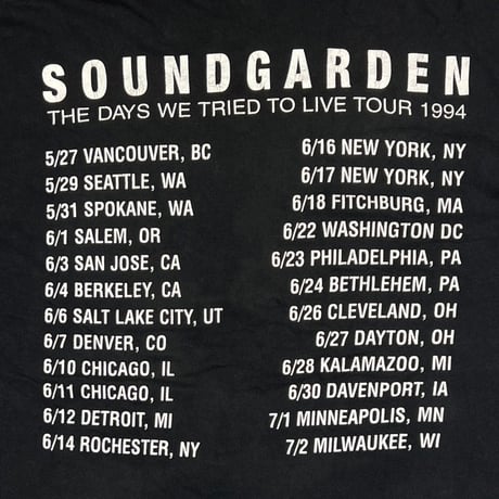 SOUNDGARDEN SUPERUNKNOWN THE DAYS WE TRIED TO LIVE TOUR 1994 BROCKUM XXL 3282