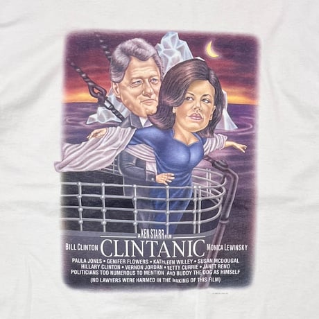 OLD & VINTAGE THE CLINTANIC 1998 TITANIC PARODY WHITE GILDAN LARGE 4788