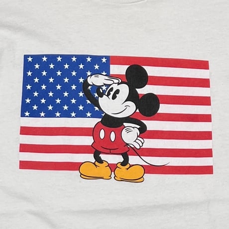DISNEY VINTAGE MICKEY MOUSE AMERICAN FLAG WHITE LARGE 1206