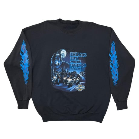 HARLEY DAVIDSON BLUE FLAME LEGENDS LIVE ST.CHARLES CREWNECK SWEAT FITS XXL 9992