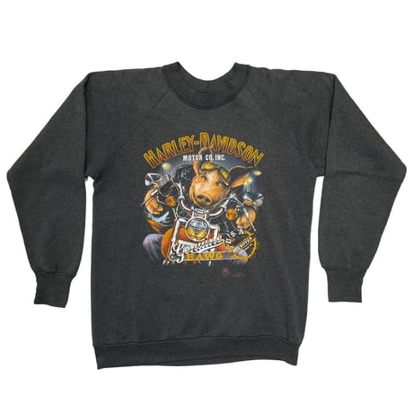 HARLEY DAVIDSON HOG 3D EMBLEM CREWNECK SWEAT 1989 DELTA LARGE 8318