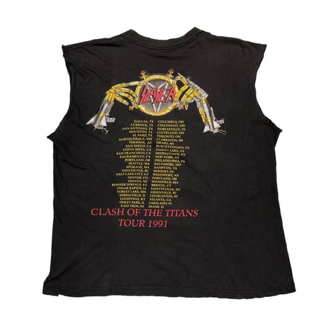 SLAYER CLASH OF THE TITANS TOUR 1991 SLEEVE CUT FITS XL 2847