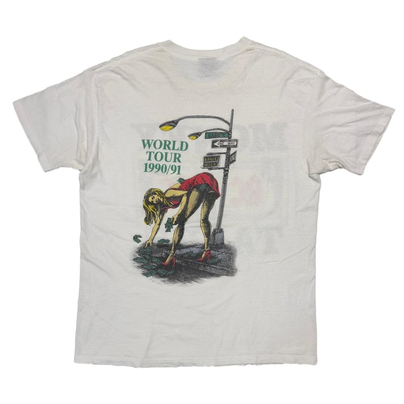 トップス AC/DC MONEY TALKS shirt XL greatland AC/DC 1990 MONEY TALKS WORLD TOUR 1990/91 WHITE