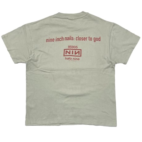 NINE INCH NAILS 1994 CLOSER TO GOD HALO NINE SAGE GREEN HANES LARGE 8054