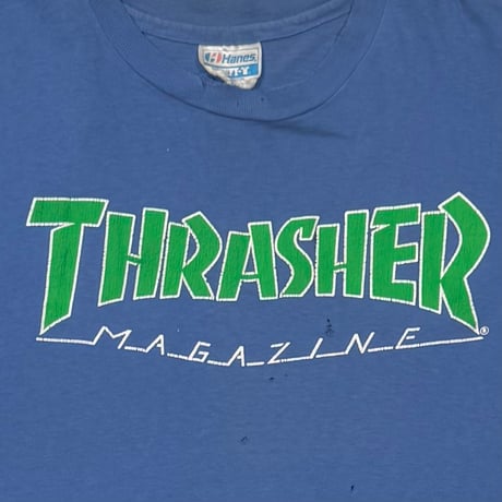 THRASHER MAGAZINE LOGO BLUE HANES FITS LARGE 2743