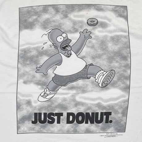 THE SIMPSONS JUST DONUT. nike parody MONOCHROME WHITE FITS LARGE 7710