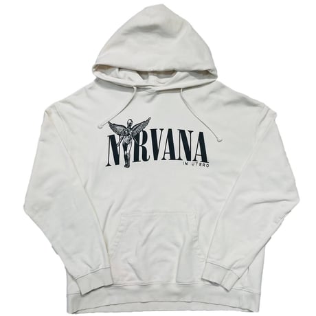 NIRVANA IN UTERO HOODED SWEATSHIRT WHITE FITS XL 5566