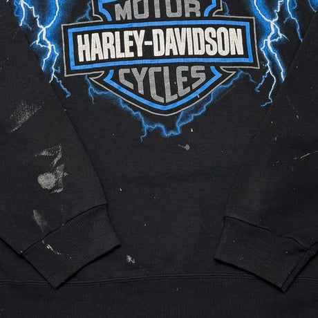 HARLEY DAVIDSON 	SHOULDER BLUE THUNDER LIGHTNING OVP CREWNECK SWEAT JOE CARSON HANES LARGE 8335