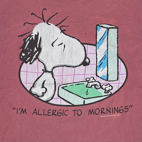 PEANUTS SNOOPY "I'M ALLERGIC TO MORNINGS" CORAL CHANGES XL 0216