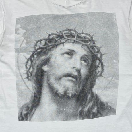 ARCHAIC SMILE JESUS PORTRAIT WHITE FRUIT OF THE LOOM MEDIUM 3851