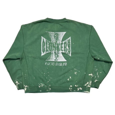 greatLAnd ORIGINAL CLUNKERS CREW NECK SWEAT SHIRT GREEN PAINTED