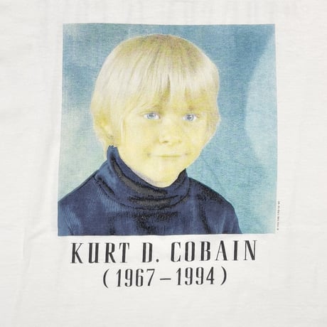 NIRVANA KURT COBAIN MEMORIAL PORTRAIT CHILD WHITE GIANT BY TULTEX LARGE 1205