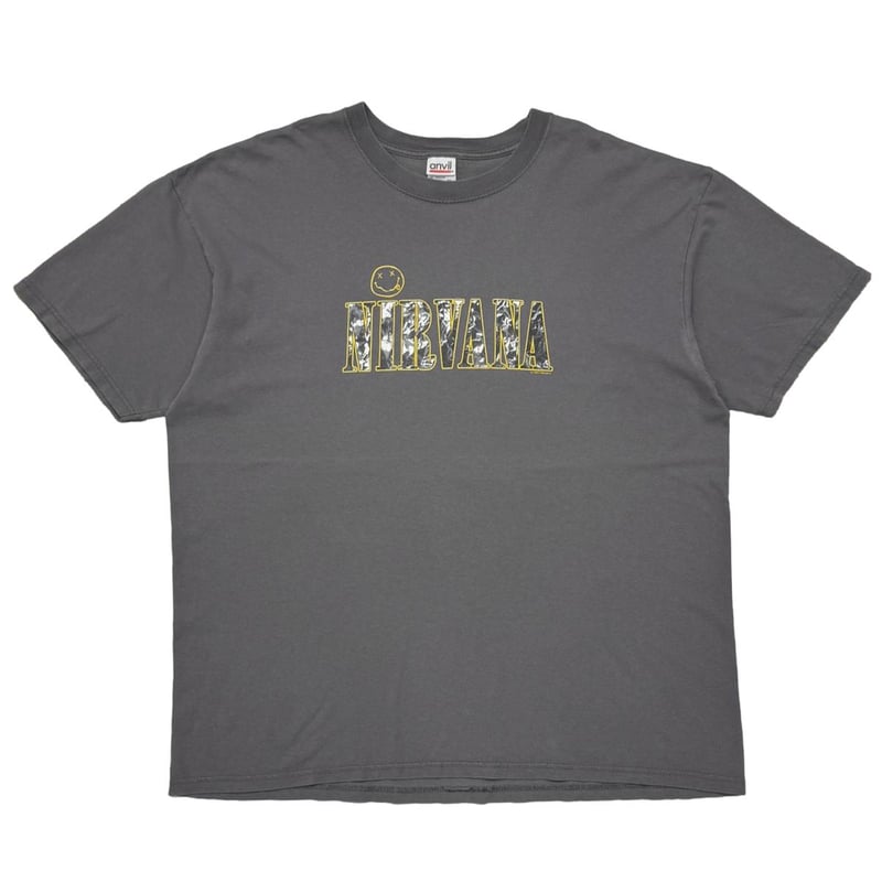 NIRVANA TEXT LOGO WITH SMILE CHARCOAL ANVIL XL