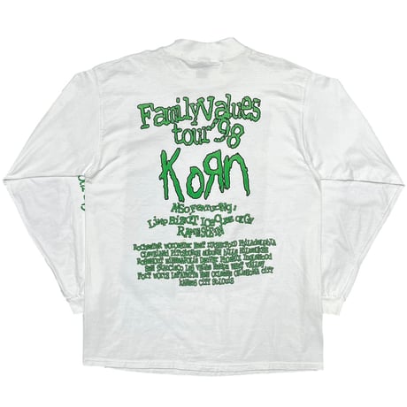 KORN FAMILY VALUE TOUR '98 LS WHITE FRUIT OF THE LOOM XL 4439