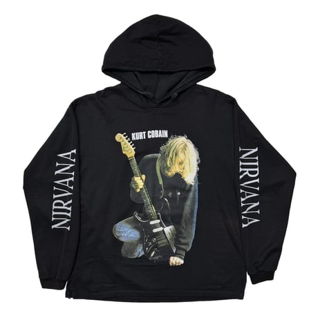 NIRVANA EURO BOOTLEG KURT COBAIN GUITAR BACK MEMBER SWEAT HOODIE FITS L-XL 3827