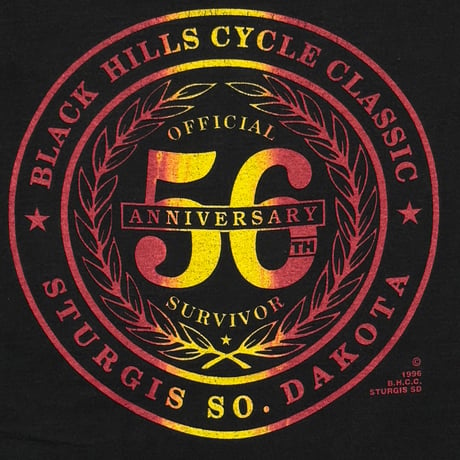 STURGIS 1996 BLACK HILLS CYCLE CLASSICS 50th ANNIVERSARY FRUIT OF THE LOOM LARGE 1392
