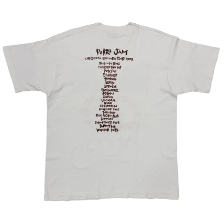 PEARL JAM don't give up EUROPEAN SUMMER TOUR 1992 WHITE FRUIT OF THE LOOM XL 6722