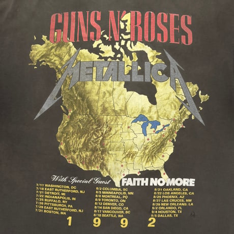 GUNS N' ROSES x METALLICA x FAITH NO MORE 1992 TOUR BROCKUM FITS LARGE 6744
