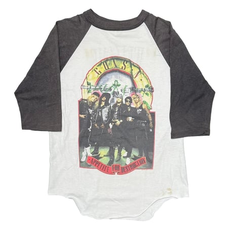 GUNS N' ROSES 1988 WELCOME TO THE JUNGLE RAGLAN HANDTEX LARGE 3377