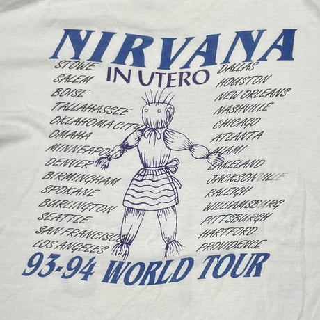 NIRVANA IN UTERO 93-94 WORLD TOUR BOOTLEG FITS XL 1947