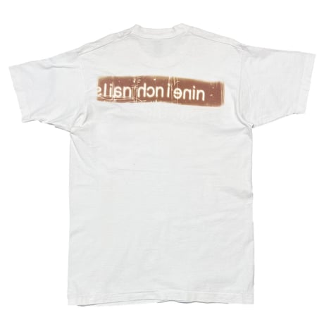 NINE INCH NAILS BROWN LOGO DOUBLESIDE WHITE FRUIT OF THE LOOM LARGE 9160
