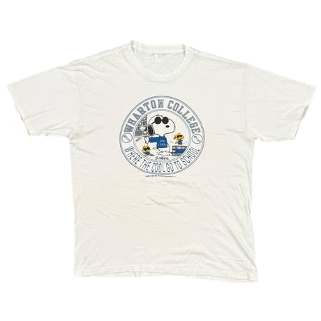 PEANUTS SNOOPY WHARTON COLLEGE WHERE THE COOL GO TO SCHOOL WHITE ARTEX FITS XL 0211