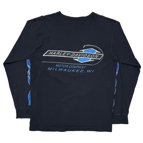 HARLEY DAVIDSON 	BLUE EMBLEM MILWAUKEE, WI ARM FLAME LS LARGE 2907