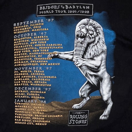 ROLLING STONES BRIDGES TO BABYLON WORLD TOUR 1997 BLACK FITS XL 4887