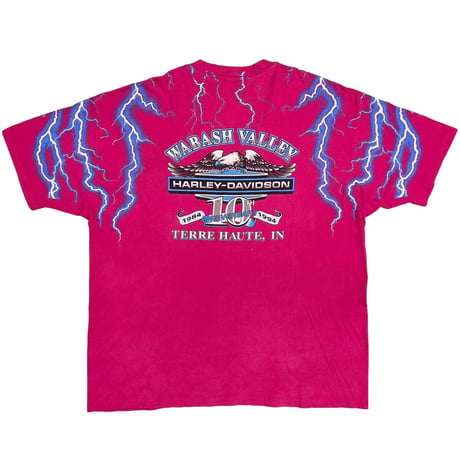 HARLEY DAVDSON 1994 WABASH VALLEY 10TH ANNIVERSARY PINK HANES XXL 0210