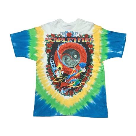 GRATEFUL DEAD LIQUID BLUE SCARLET FIRE DOUBLE SIDE TIE DYE WHITE LARGE