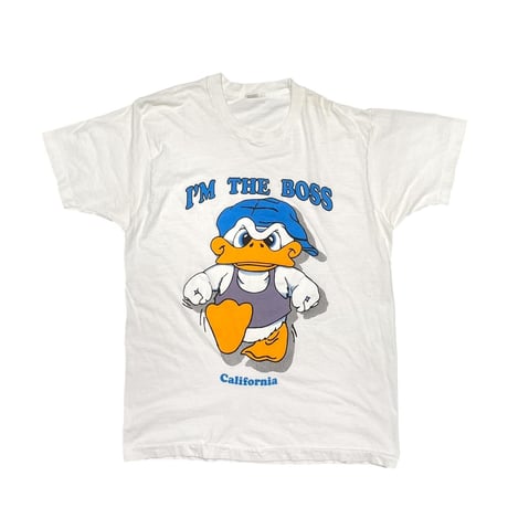 DISNEY VINTAGE BOOTLEG BABY DONALD DUCK I'M THE BOSS WHITE XL 3546