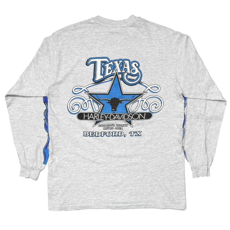 HARLEY DAVIDSON ARM BLUE FLAME TEXAS EMBLEM LS
